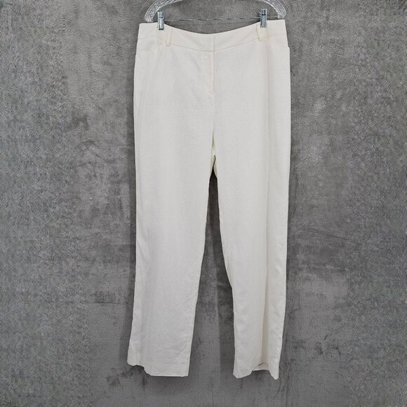 Cato Linen Blend Trousers Pants 16W Ivory Off White Fully Lined Casual Plus New - Picture 1 of 13